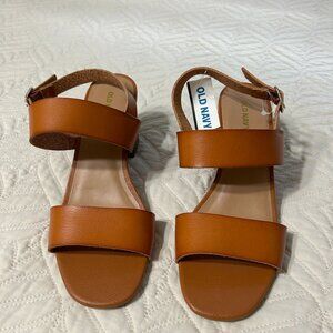 Cognac Block Heel Sandals